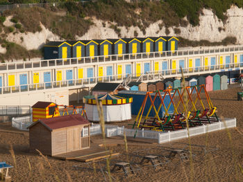 Row of chairs on beach