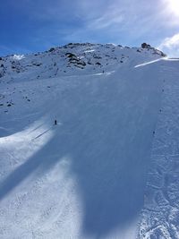 Scenic view of snow covered mountain against sky