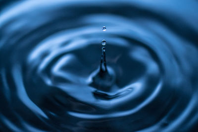 Close-up of drop falling in water