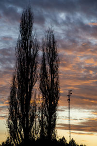 Low angle view of silhouette bare trees against sky during sunset