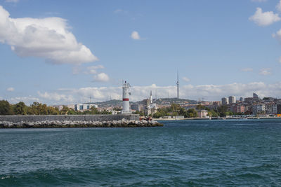 View of istanbul turkey from the sea to the square and the mosque of ayia sofia