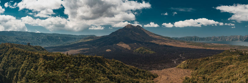 Panoramic view of landscape and mountains against sky