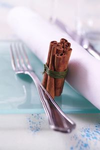 Close-up of bread in plate on table