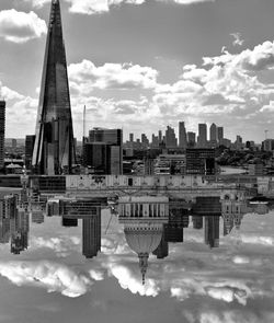 Reflection of buildings in city