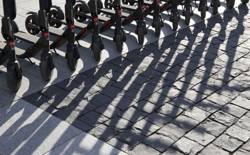 High angle view of shadow on street