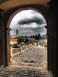 Building against cloudy sky