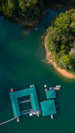 High angle view of swimming pool in lake