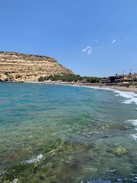 Scenic view of sea against blue sky