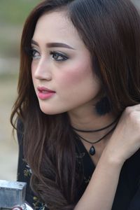 Close-up portrait of a beautiful young woman