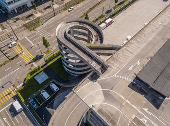 High angle view of cars on road