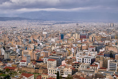 High angle view of townscape against sky