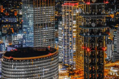 High angle view of buildings in city