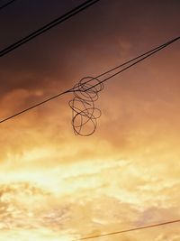 Electricity wires in the evening sky