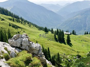 Scenic view of field against mountains