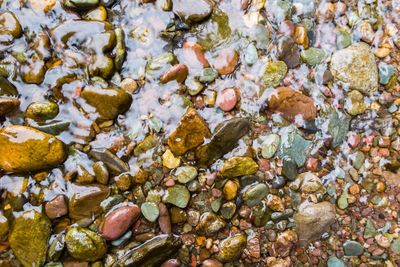 Full frame shot of pebbles on beach