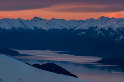 Scenic view of mountains against cloudy sky