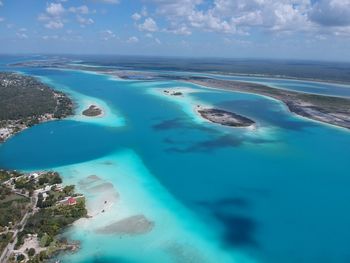 Aerial view of sea against sky