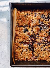 High angle view of cookies