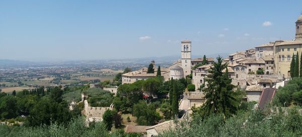 High angle shot of built structures on landscape