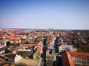 High angle view of townscape against sky