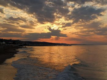 Scenic view of sea against sky during sunset