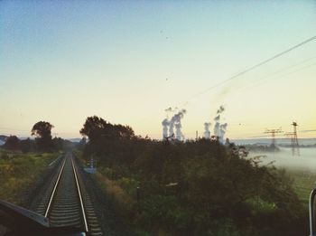 Railroad track at sunset