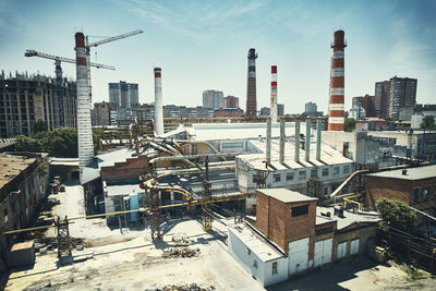 High angle view of buildings in city