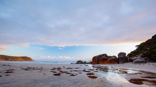 Scenic view of sea against sky during sunset