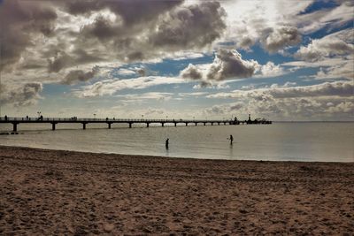 Scenic view of beach against sky