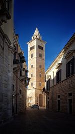 Low angle view of church against blue sky