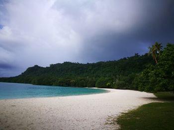 Scenic view of beach against sky