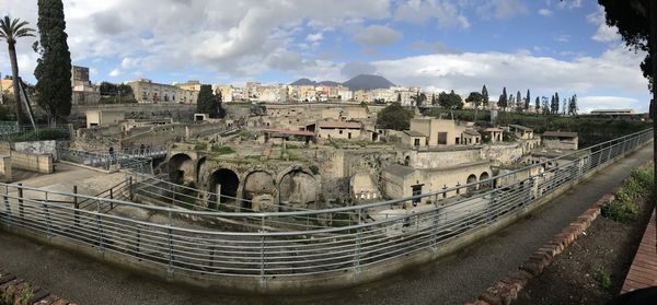 Panoramic view of old building against cloudy sky