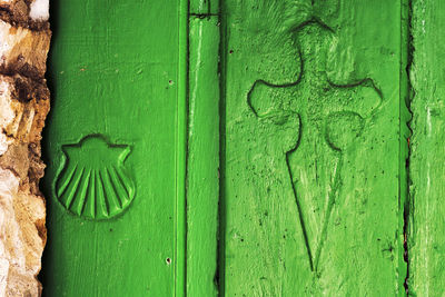 Full frame shot of green door