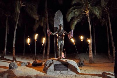 Illuminated lights at night