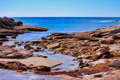 Scenic view of sea against clear sky