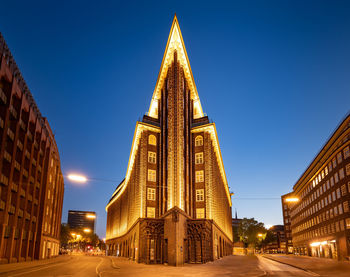 Iconic shape of the brick building chilehaus in the kontorhaus district in hamburg germany