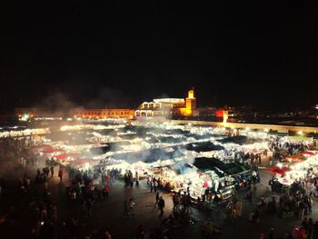 High angle view of crowd at night