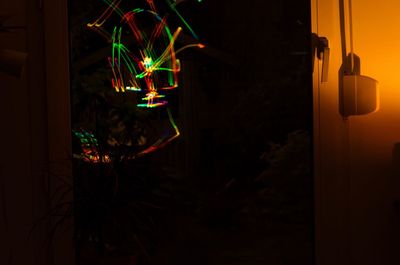 Close-up of illuminated door