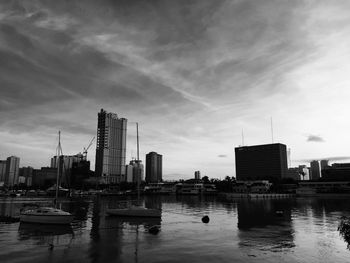 View of boats moored at harbor