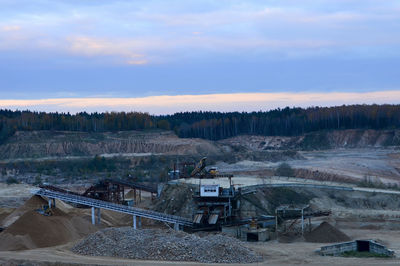 High angle view of factory against sky