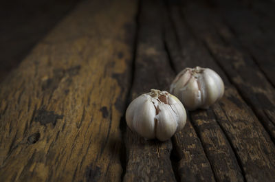 High angle view of eggs on table