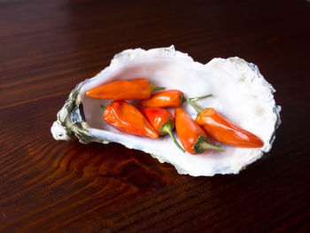 High angle view of food on table