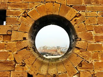 Cityscape seen through window