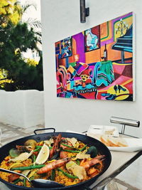 Close-up of food on table