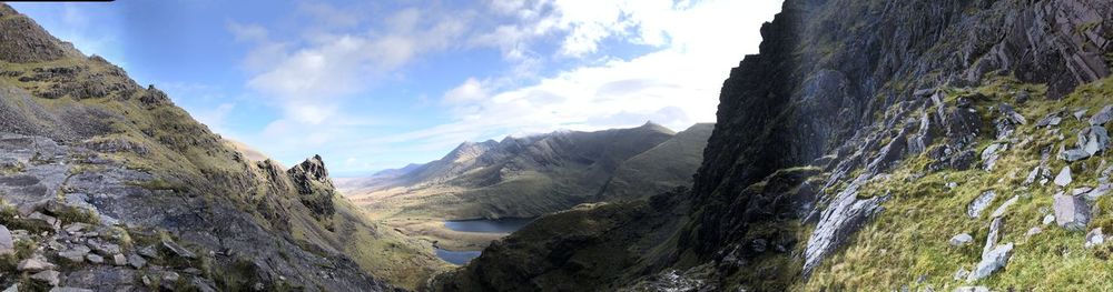 Panoramic view of mountains against sky