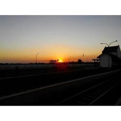 Railroad track at sunset