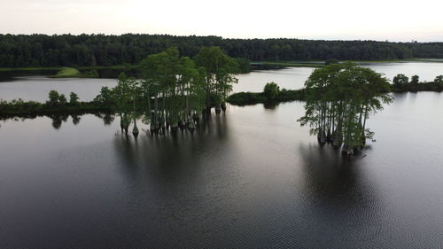 Scenic view of lake against clear sky