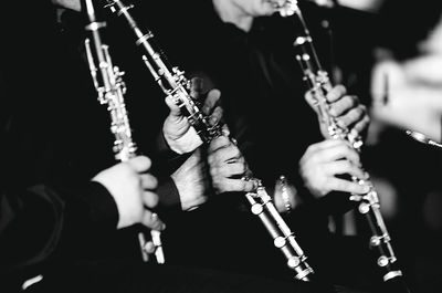 Musicians playing musical equipment