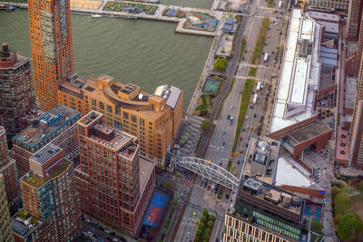 High angle view of buildings in city