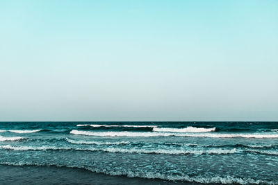 Scenic view of sea against clear sky